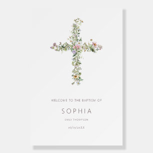 Meadow wildflower cross Baptism Celebration Foam Board