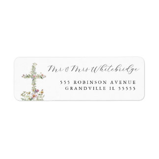 Meadow wildflower cross Religious Christian Design Label