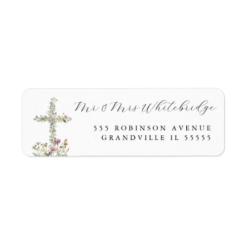 Meadow wildflower cross Religious Christian Design Label