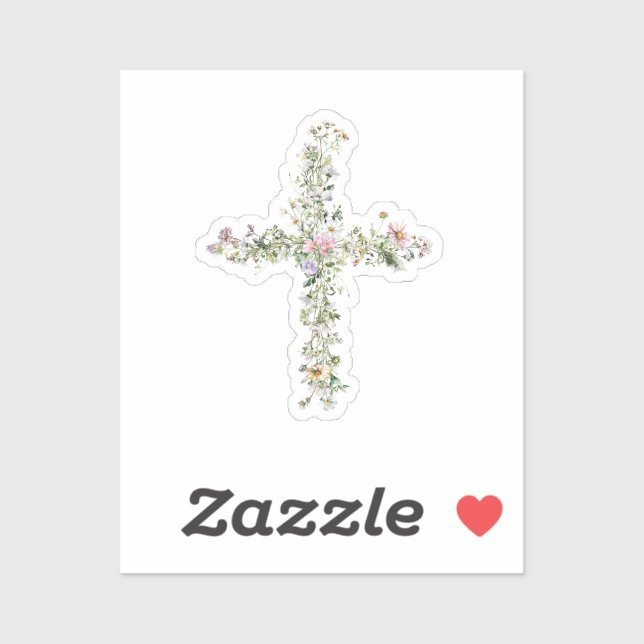 Meadow wildflower cross  sticker (Sheet)
