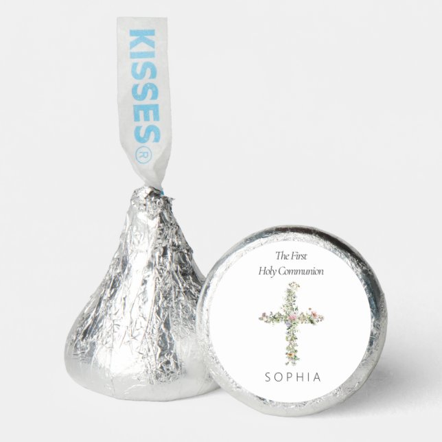 Meadow wildflower cross the First Holy Communion Hershey®'s Kisses® (Front)
