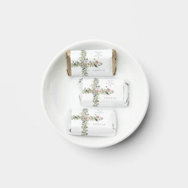 Meadow wildflower cross the First Holy Communion Hershey's Miniatures (Plate)
