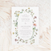 Vibrant Colorful Monogram Wildflower Bloom Wedding Invitation
