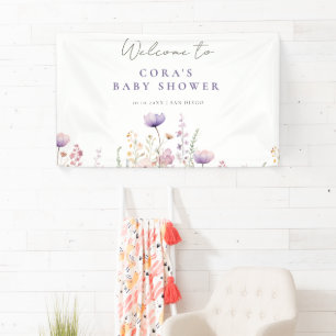 Meadow Wildflower Field Baby Shower Woodland Banner