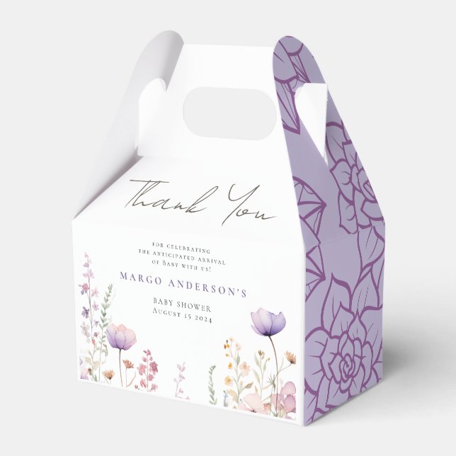 Meadow Wildflower Field Baby Shower Woodland Favor Boxes (Front Side)