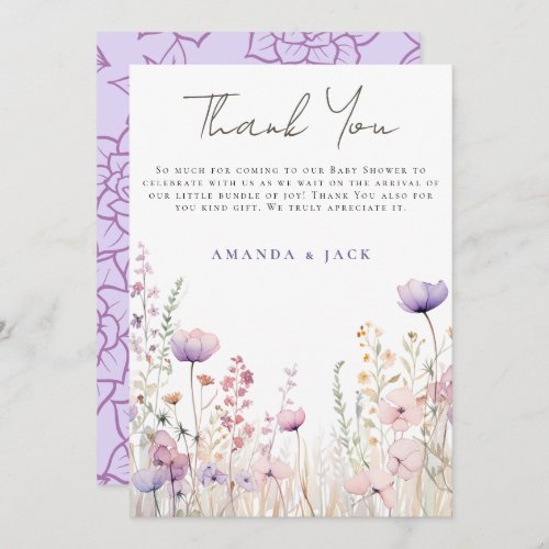 Meadow Wildflower Field Baby Shower Woodland Thank You Card