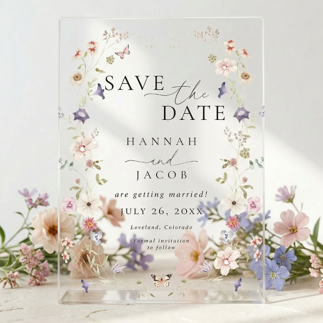 Meadow Wildflower Floral Photo Wedding Acrylic Invitations (Creator Uploaded)