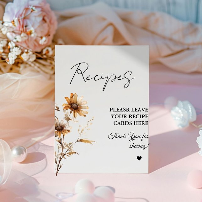 Meadow Wildflower Leave your Recipes Bridal shower Pedestal Sign (Creator Uploaded)
