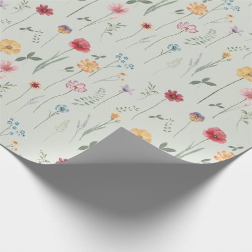 Meadow Wildflower Pattern Cottagecore Boho Sage Wrapping Paper