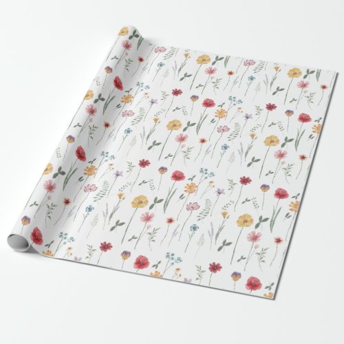 Meadow Wildflower Pattern Cottagecore Boho Vibe Wrapping Paper