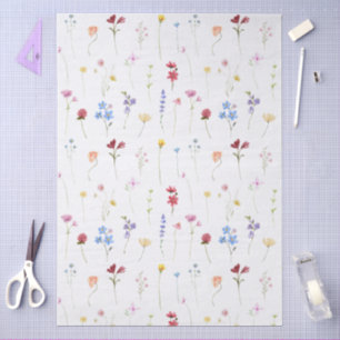 Meadow Wildflower Pattern Cottagecore Boho Vibrant Tissue Paper