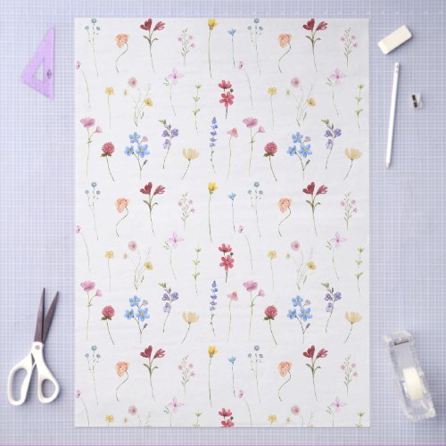 Meadow Wildflower Pattern Cottagecore Boho Vibrant Tissue Paper