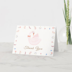 Meadow Wildflower Princess Swan Girl Baby Shower  Letterpress Thank You Card