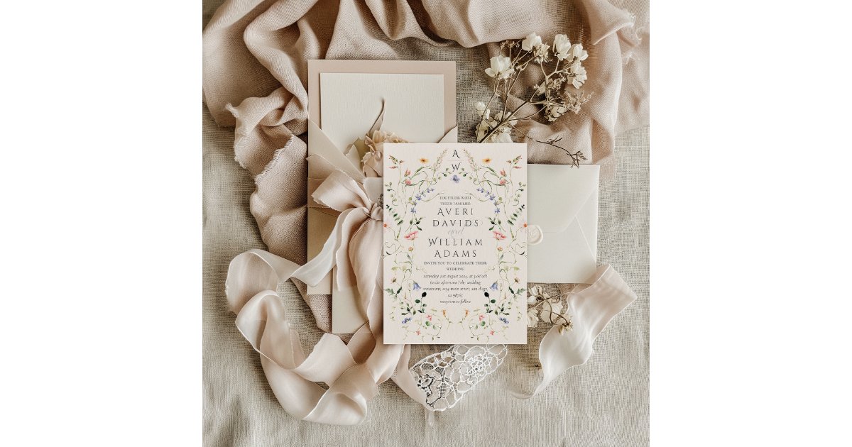Meadow Wildflower Rustic Boho Wedding Invitation