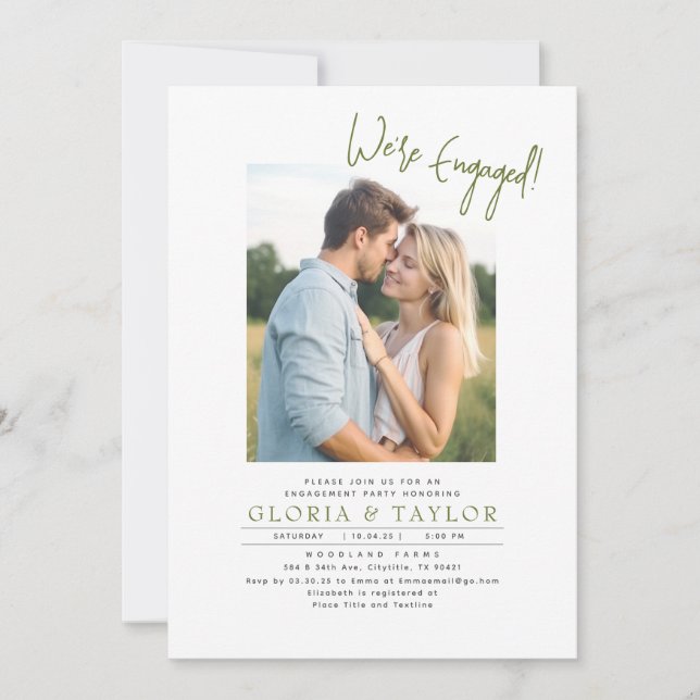 Meadow Wildflowers Boho Engagement Party Photo Invitation (Front)