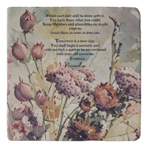 Meadow Wildflowers Emerson Positive Quote Vintage Trivet