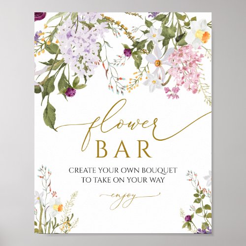 Meadow Wildflowers Flower Bar Shower Sign