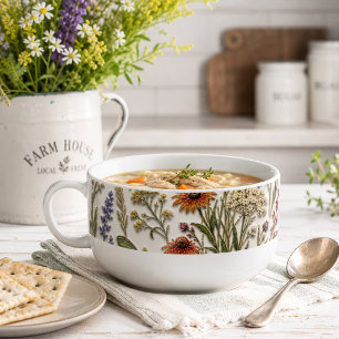 Meadow Wildflowers Luna Moth Botanical Soup Mug