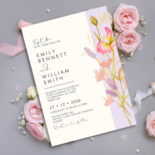 Meadow Wildflowers Modern Boho Rustic Wedding Invitation
