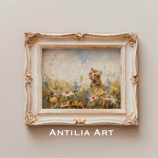 Meadow Wildflowers Painting Tiger Wild Animal Poster (Creator Uploaded)
