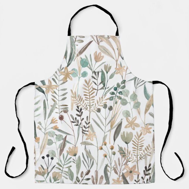 Meadow Wildflowers: Watercolor Charm. Apron (Front)