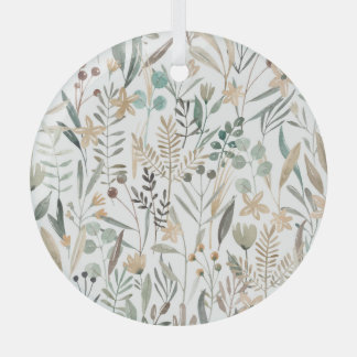Meadow Wildflowers: Watercolor Charm. Glass Ornament