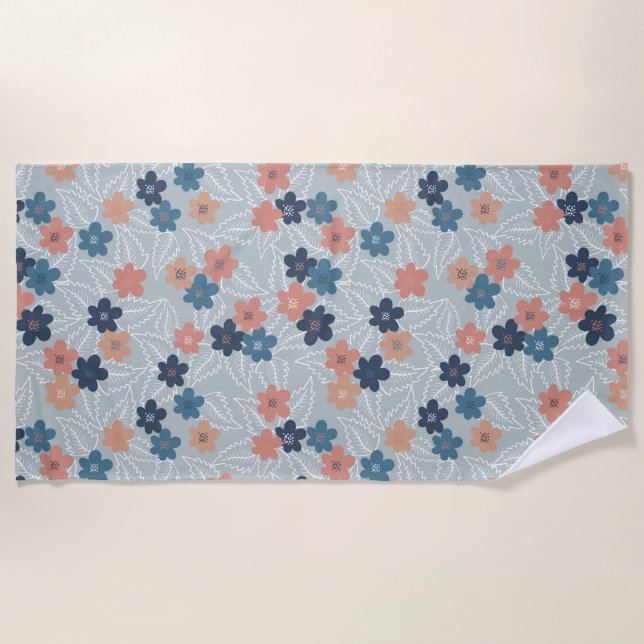 Meadow with colorful spring flowers beach towel (Front)