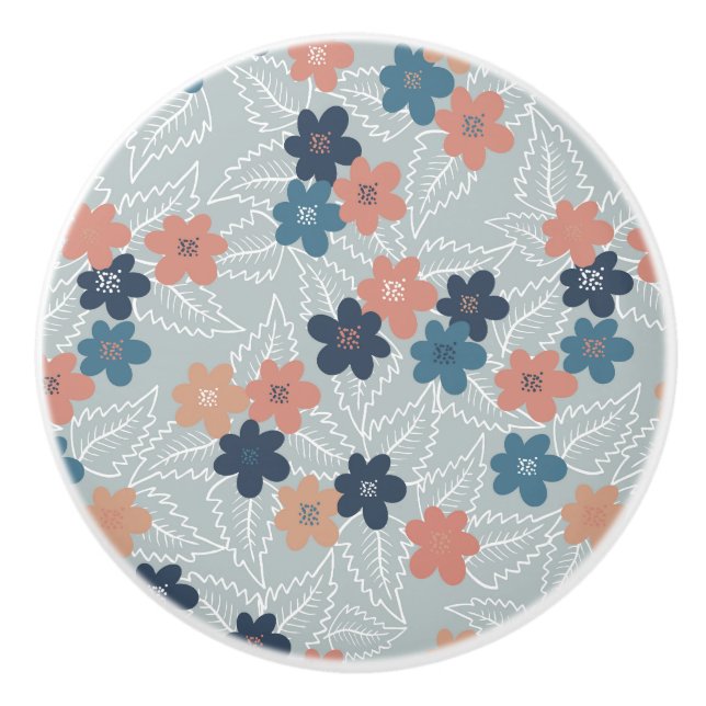 Meadow with colorful spring flowers ceramic knob (Front)