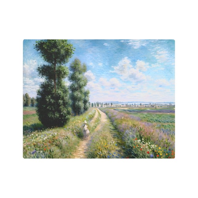 Meadow with Poplars Metal Print (Front)