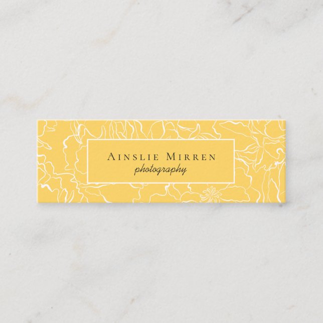 Meadow Yellow Simply Floral Mini Business Card (Front)