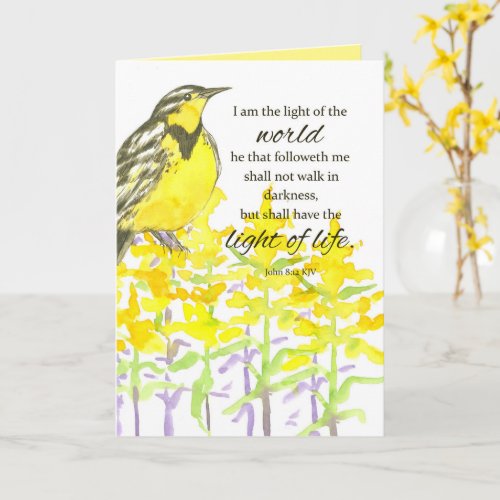 Meadowlark Bird Scripture John Light Of The World Card