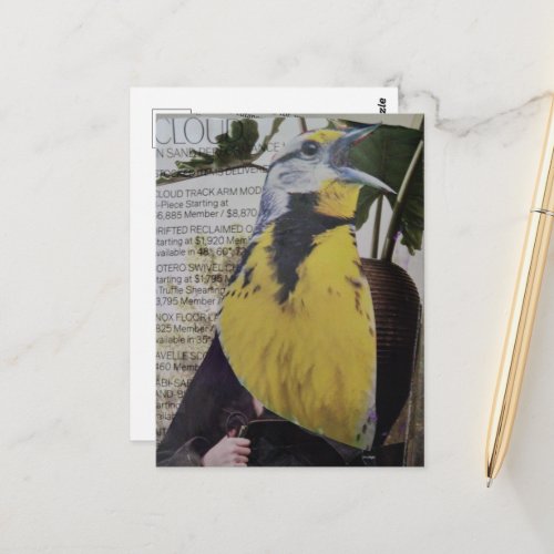 Meadowlark Surreal Collage Postcard
