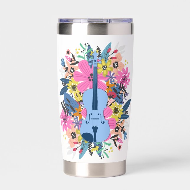 Meadowlark Violin Jungle Flower Coffee Tumbler  (Front)