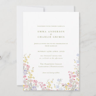 Meadows Garden Wildflowers Spring Summer Wedding Invitation