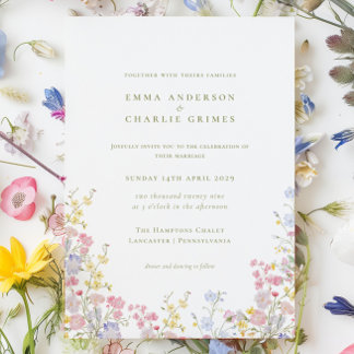 Meadows Garden Wildflowers Spring Summer Wedding Invitation