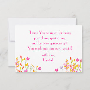 Meadows neon flowers adults Birthday  Thank You Card