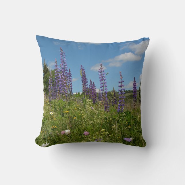 Meadows  with lupins  - throw pillow (Front)