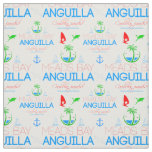 Meads Bay, Anguilla Color Text, Images Pattern  Fabric