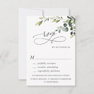 MEAL CHOICE Eucalyptus Watercolor Floral Wedding RSVP Card