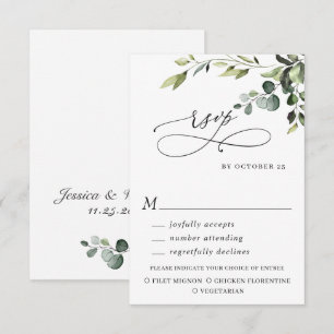 MEAL CHOICE Eucalyptus Watercolor Floral Wedding RSVP Card