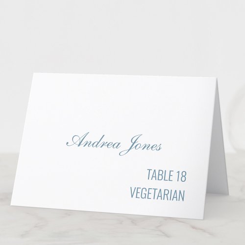 Meal Choice Guest Name Dusty Blue Place Card