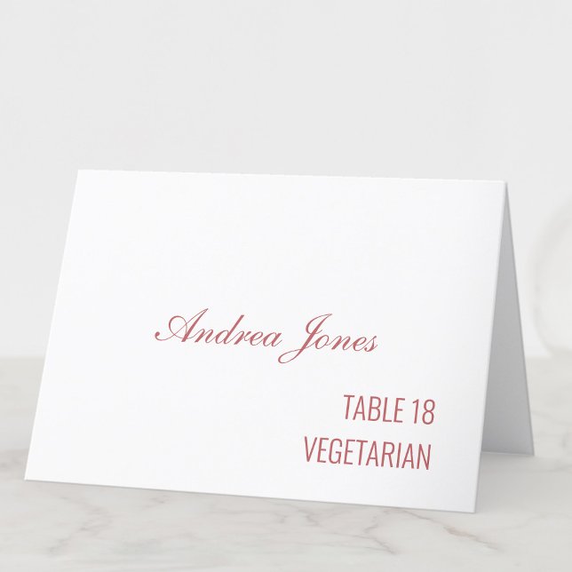 Meal Choice Guest Name Dusty Rose Place Card (Creator Uploaded)