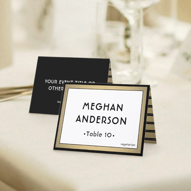 Meal Choice Modern Black & Gold Border Escort Card (Creator Uploaded)