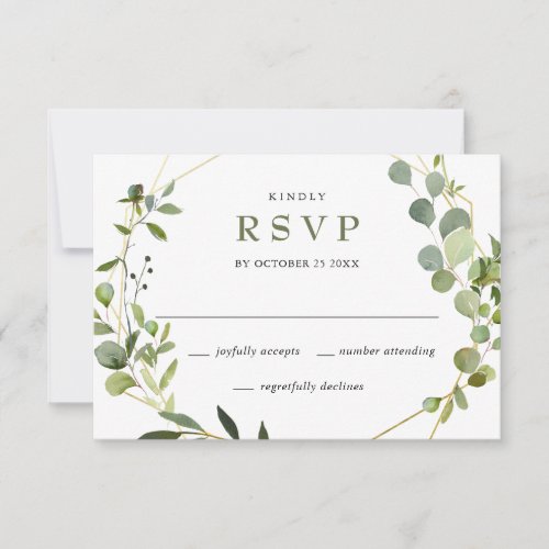 MEAL CHOICE Modern Eucalyptus Floral  Wedding RSVP Card