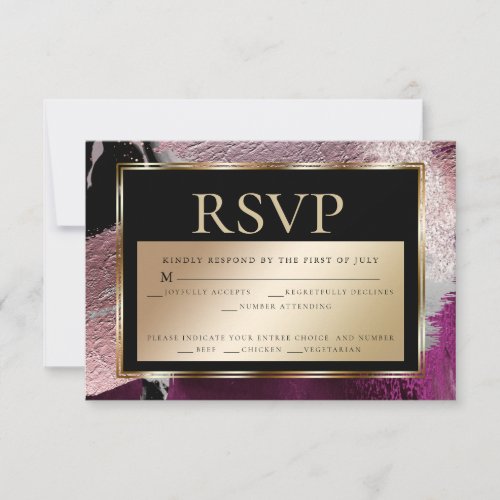 Meal Choice RSVP  Gold Metallic Cassis Texture 2 Invitation