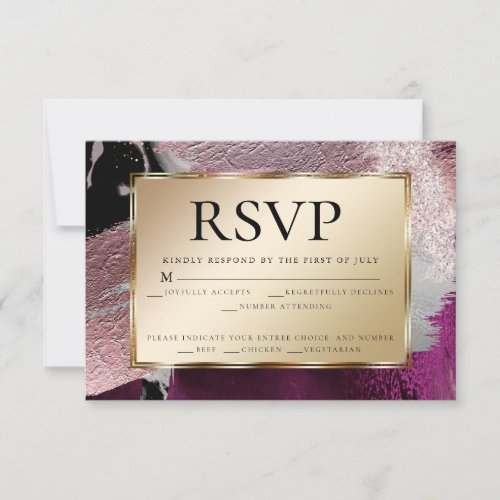 Meal Choice RSVP  Gold Metallic Cassis Texture In Invitation