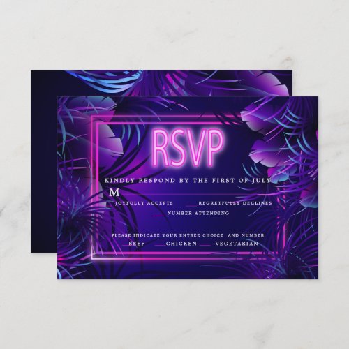 Meal Choice RSVP  Intense Tropical Neon Invitation