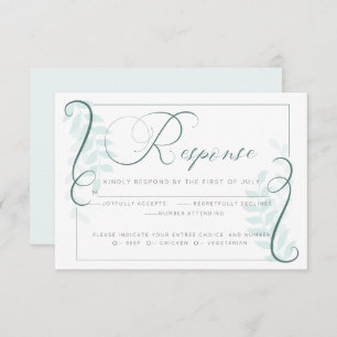 Meal Choice RSVP Modern Mint Leaves Jade Accents Invitation