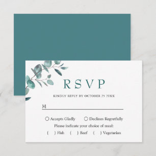 MEAL CHOICE Simple Elegant Eucalyptus Wedding RSVP Card