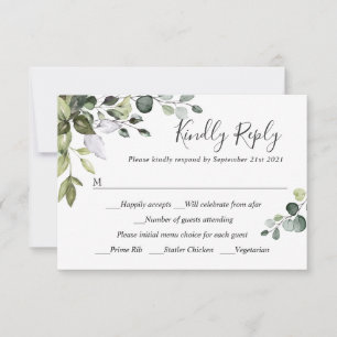 MEAL CHOICE Simple Elegant Eucalyptus Wedding RSVP Card